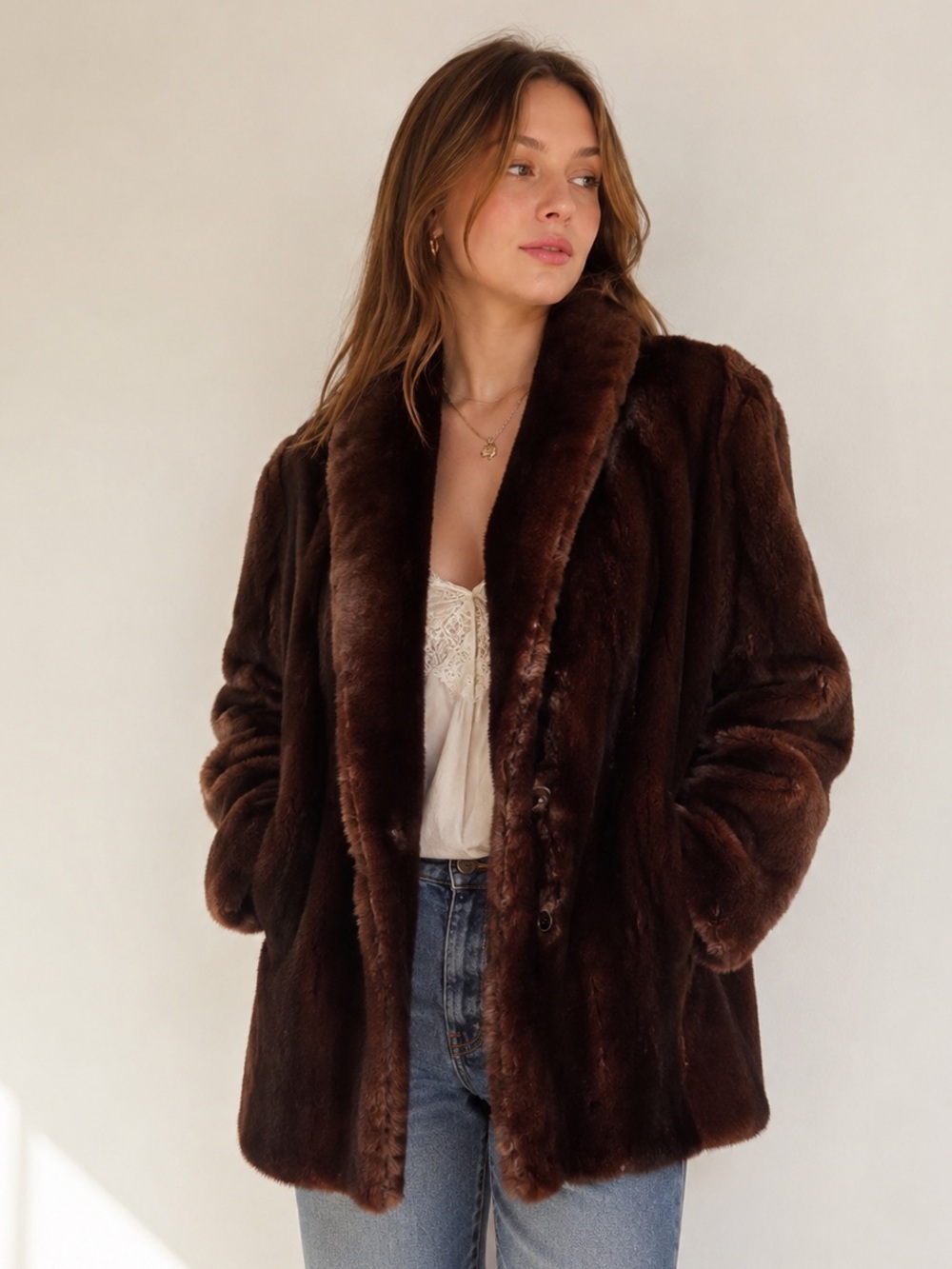Luxurious Brown Otter Fur Coat